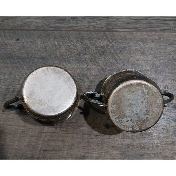 Cream and Sugar Set Silver Plate On Copper Vintage - Picture 12 of 12